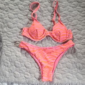 Pink and Orange Zebra Print Bikini Set